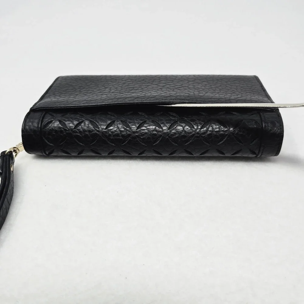 Kate Spade Wristlet Wallet Clutch Perri Lane Linney Black Leather READ FLAW